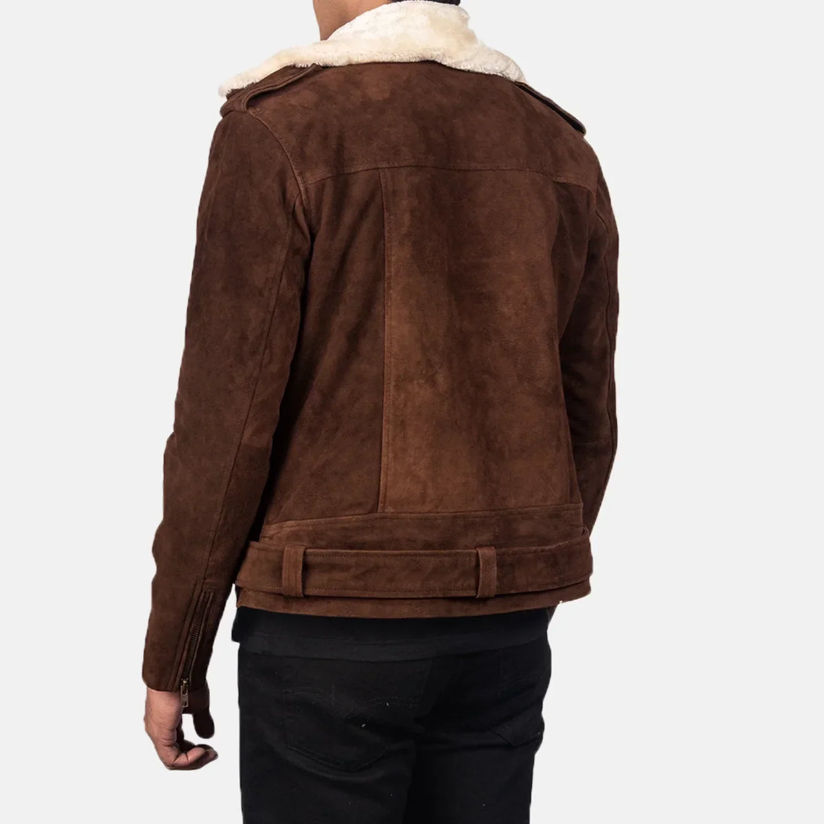 Furton Mocha Suede Biker Jacket - men's jacket in mocha suede leather, view 5