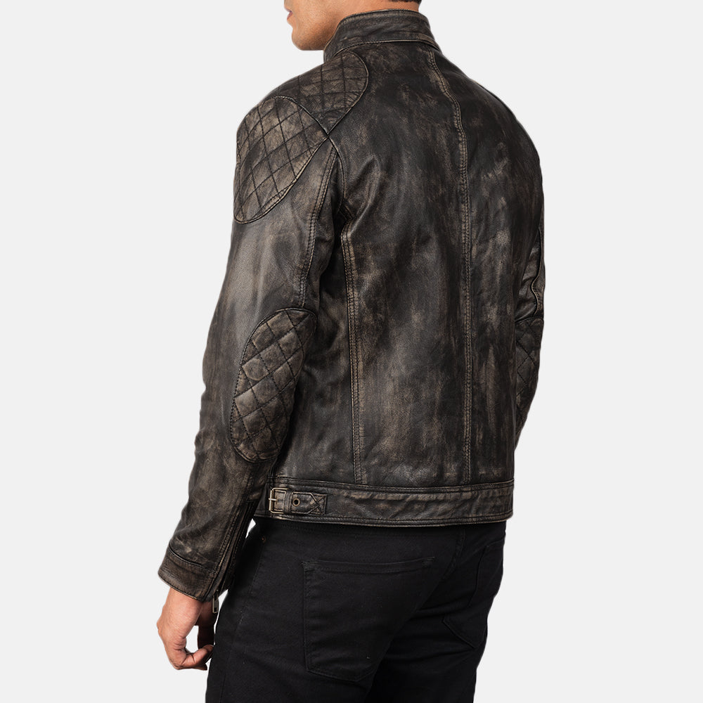 Gatsby Distressed Brown Leather Jacket - men's jacket in brown premium leather, view 5