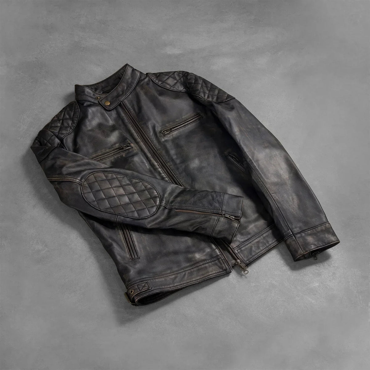 Gatsby Distressed Brown Leather Jacket - men's jacket in brown premium leather, view 7