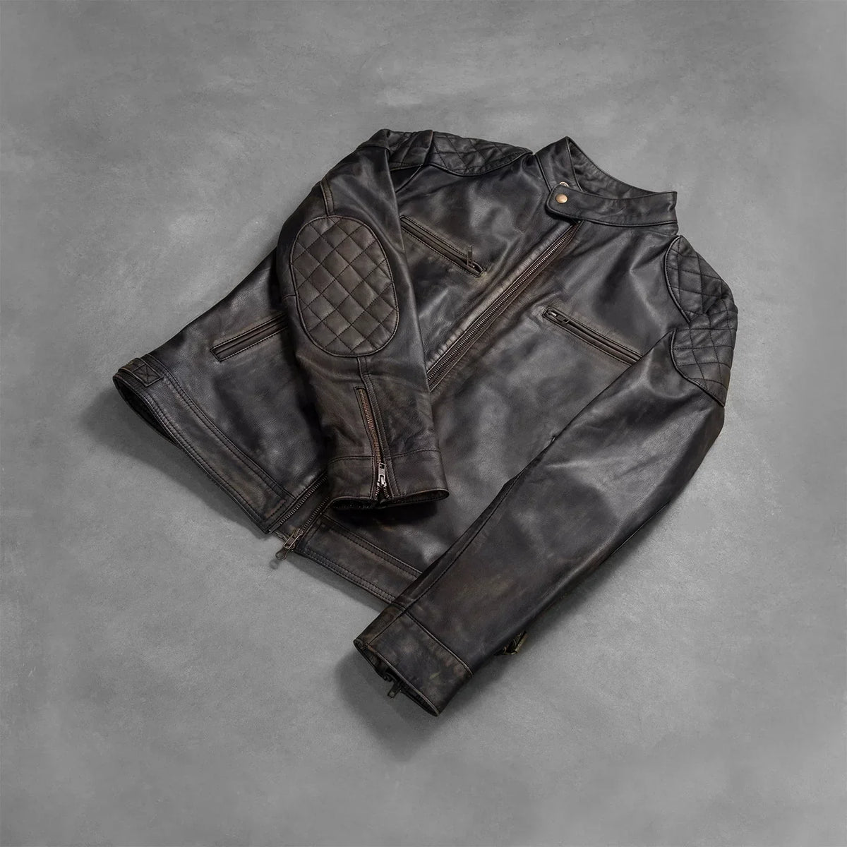 Gatsby Distressed Brown Leather Jacket - men's jacket in brown premium leather, view 8