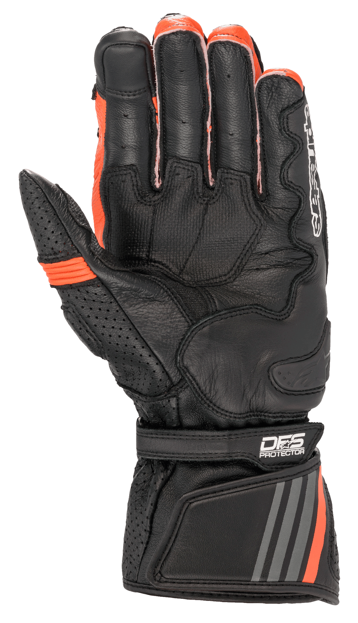 GP Plus R V2 Gloves - Black/Red Fluo - Alpinestars motorcycle gloves, view 2