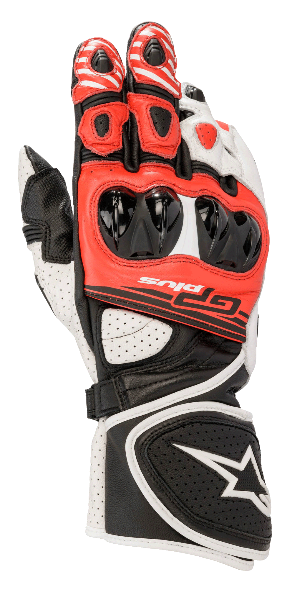 GP Plus R V2 Gloves - Black/White/Red - Alpinestars motorcycle gloves, view 1