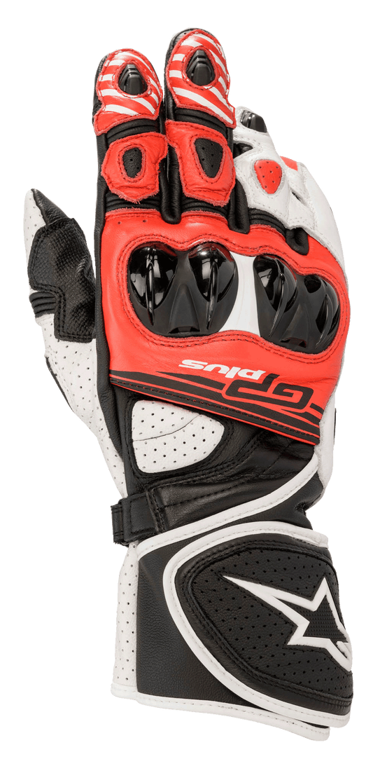 GP Plus R V2 Gloves - Black/White/Red - Alpinestars motorcycle gloves, view 1