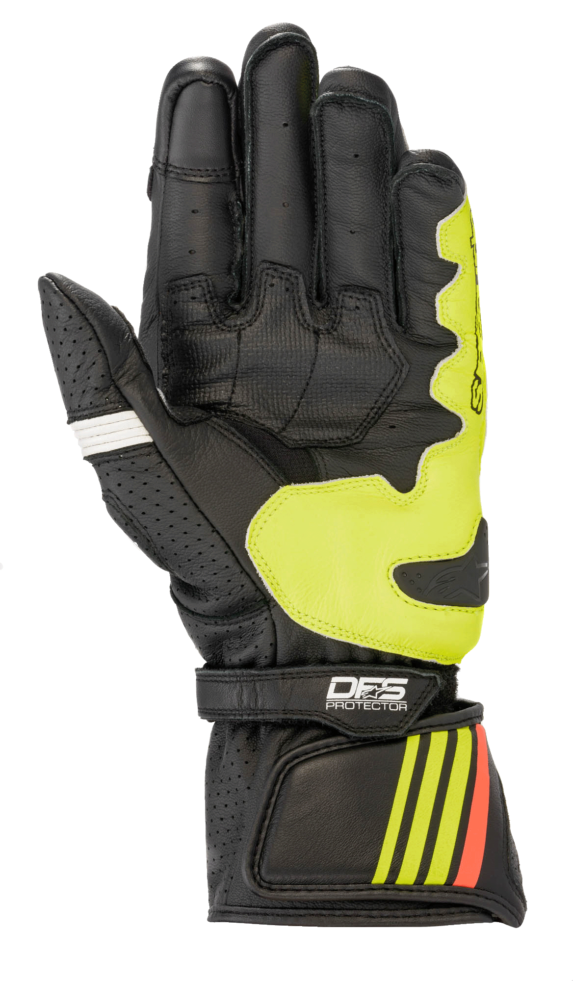 GP Plus R V2 Gloves - Black/Yellow Fluorescent/Red Fluorescent - Alpinestars motorcycle gloves, view 2