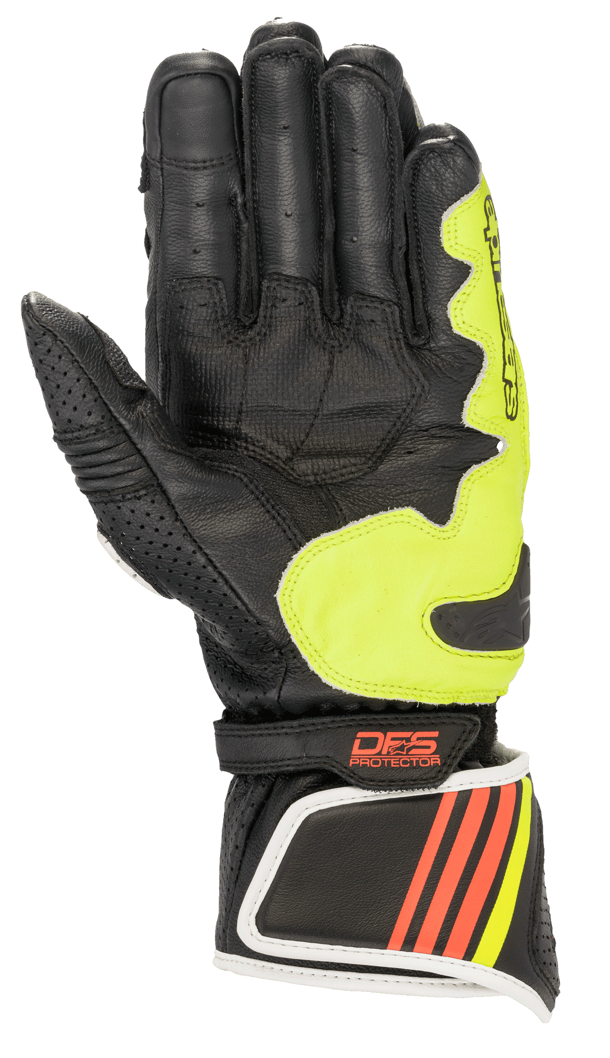 GP Plus R V2 Gloves - Metallic Gray/Black/Yellow/Red Fluo - Alpinestars motorcycle gloves, view 2