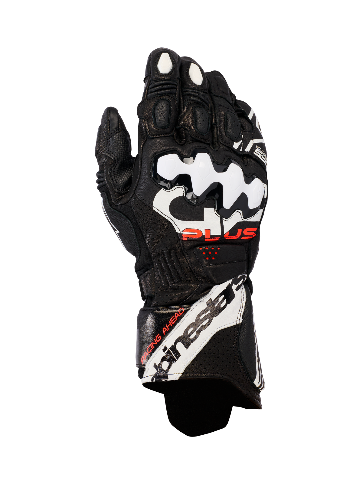 GP Plus R V3 Leather Gloves - Black/White - Alpinestars motorcycle gloves, view 1