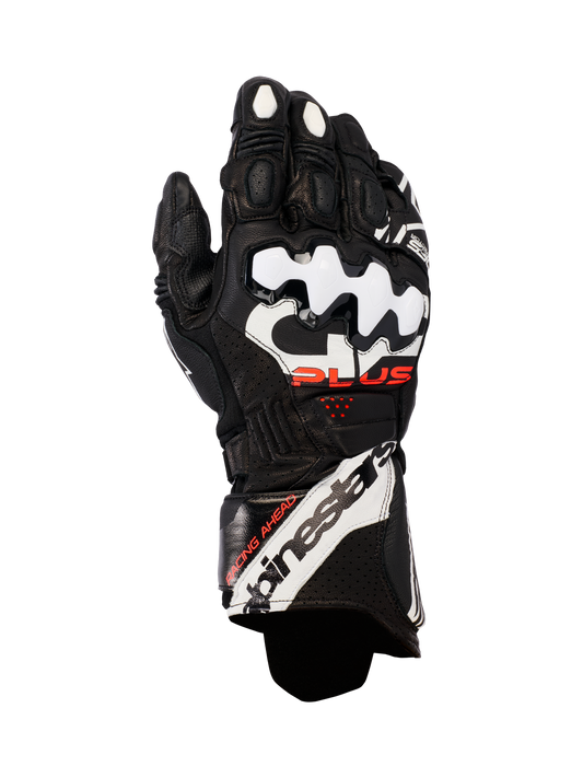 GP Plus R V3 Leather Gloves - Black/White - Alpinestars motorcycle gloves, view 1
