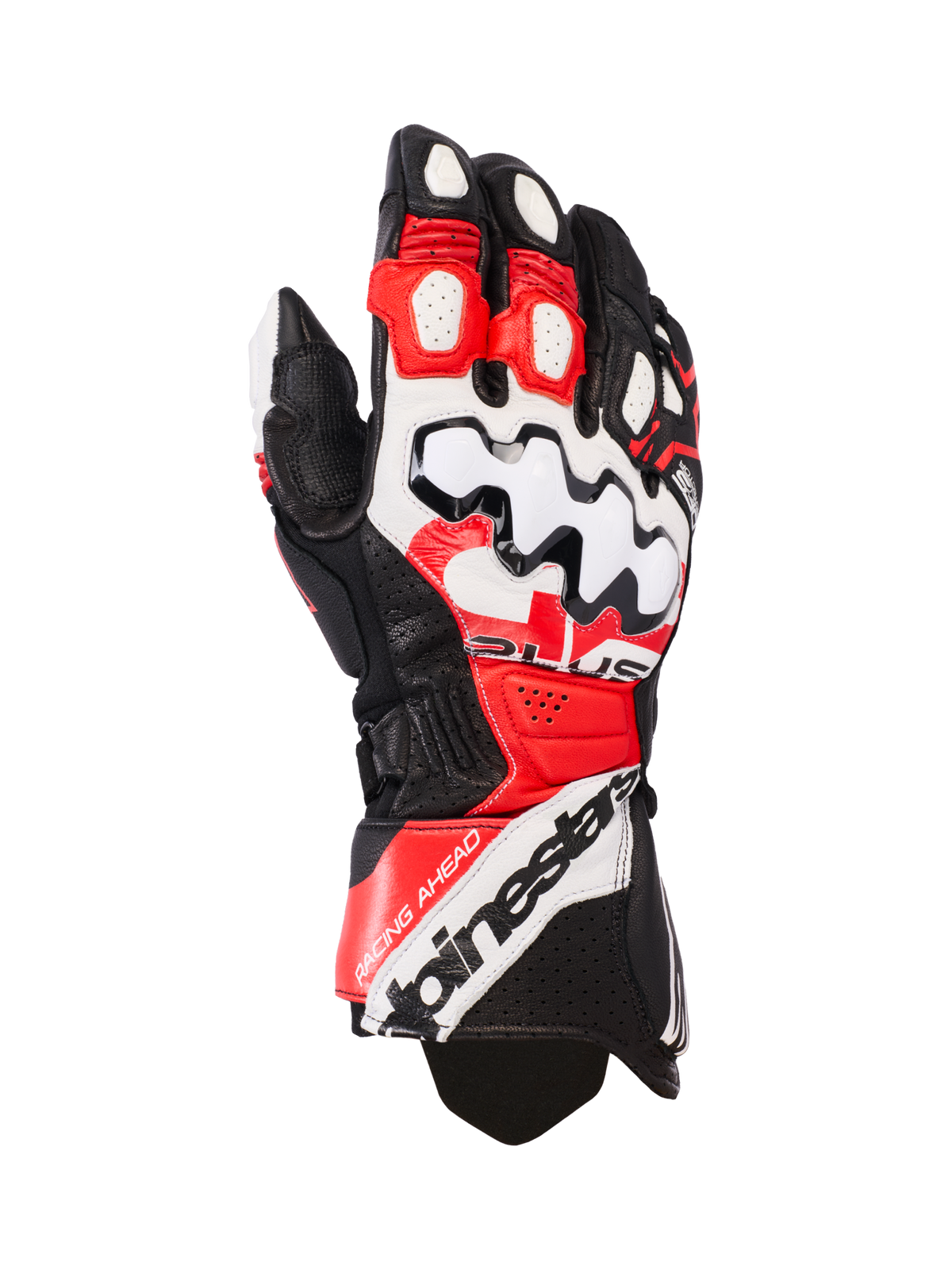 GP Plus R V3 Leather Gloves - Black/White/Bright Red - Alpinestars motorcycle gloves, view 1