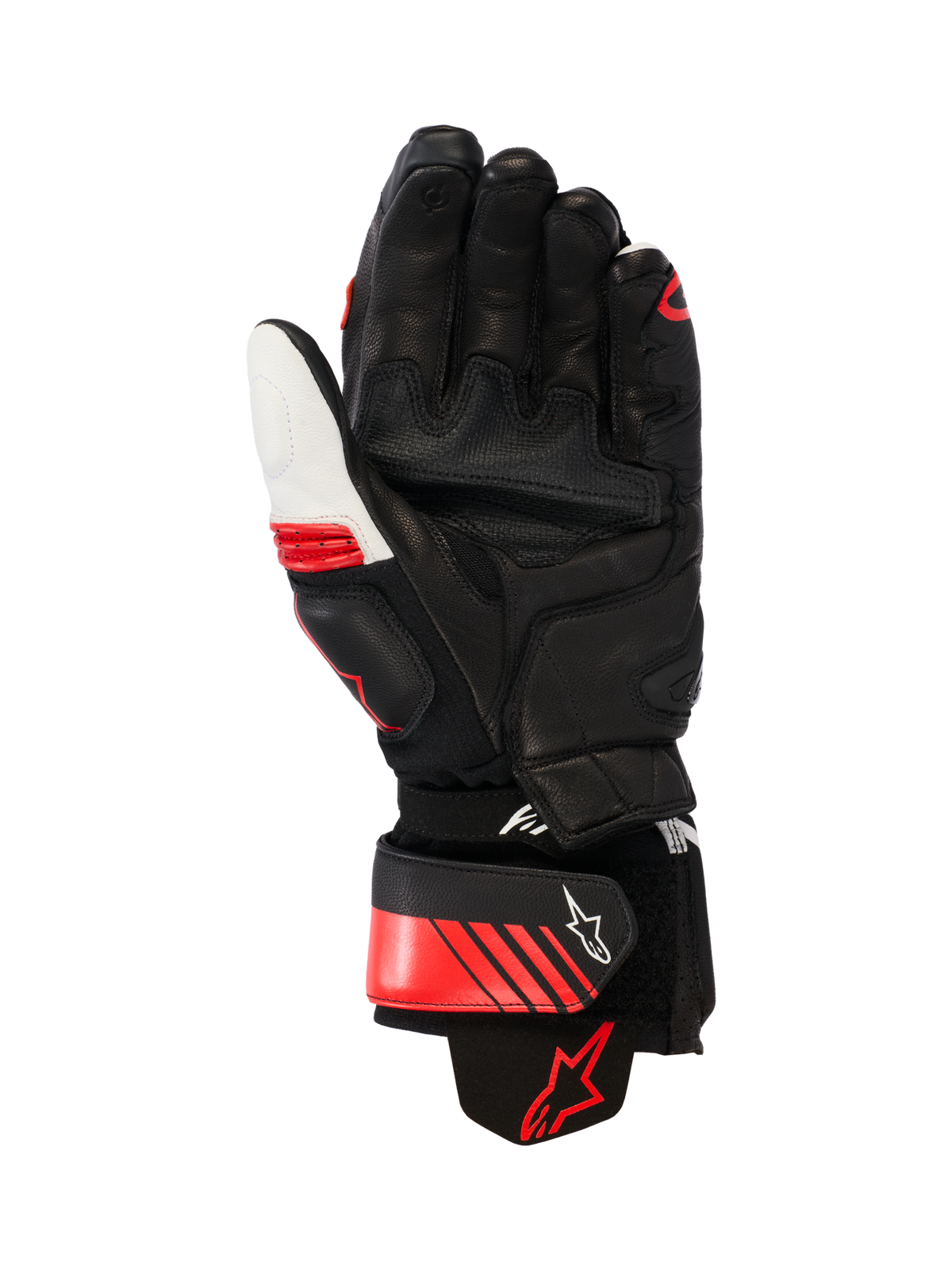 GP Plus R V3 Leather Gloves - Black/White/Bright Red - Alpinestars motorcycle gloves, view 2