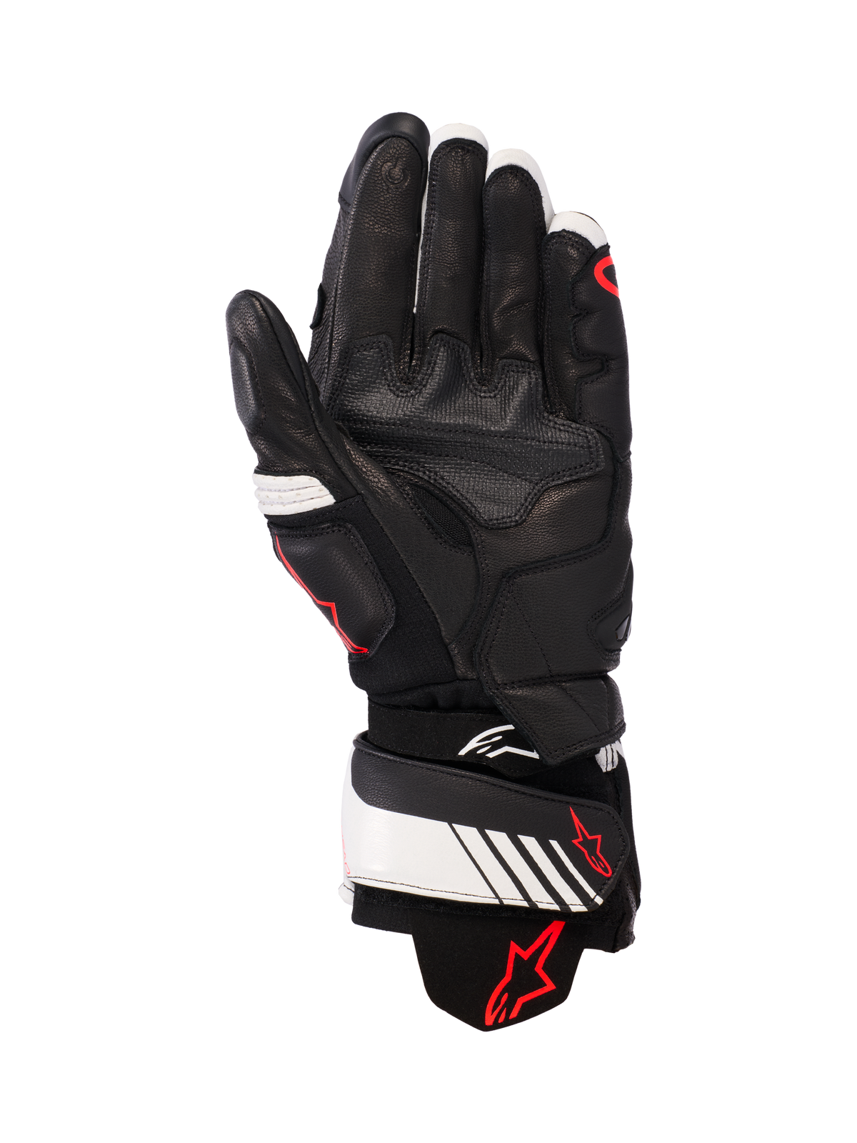GP Plus R V3 Leather Gloves - Black/White/Red Fluo - Alpinestars motorcycle gloves, view 2