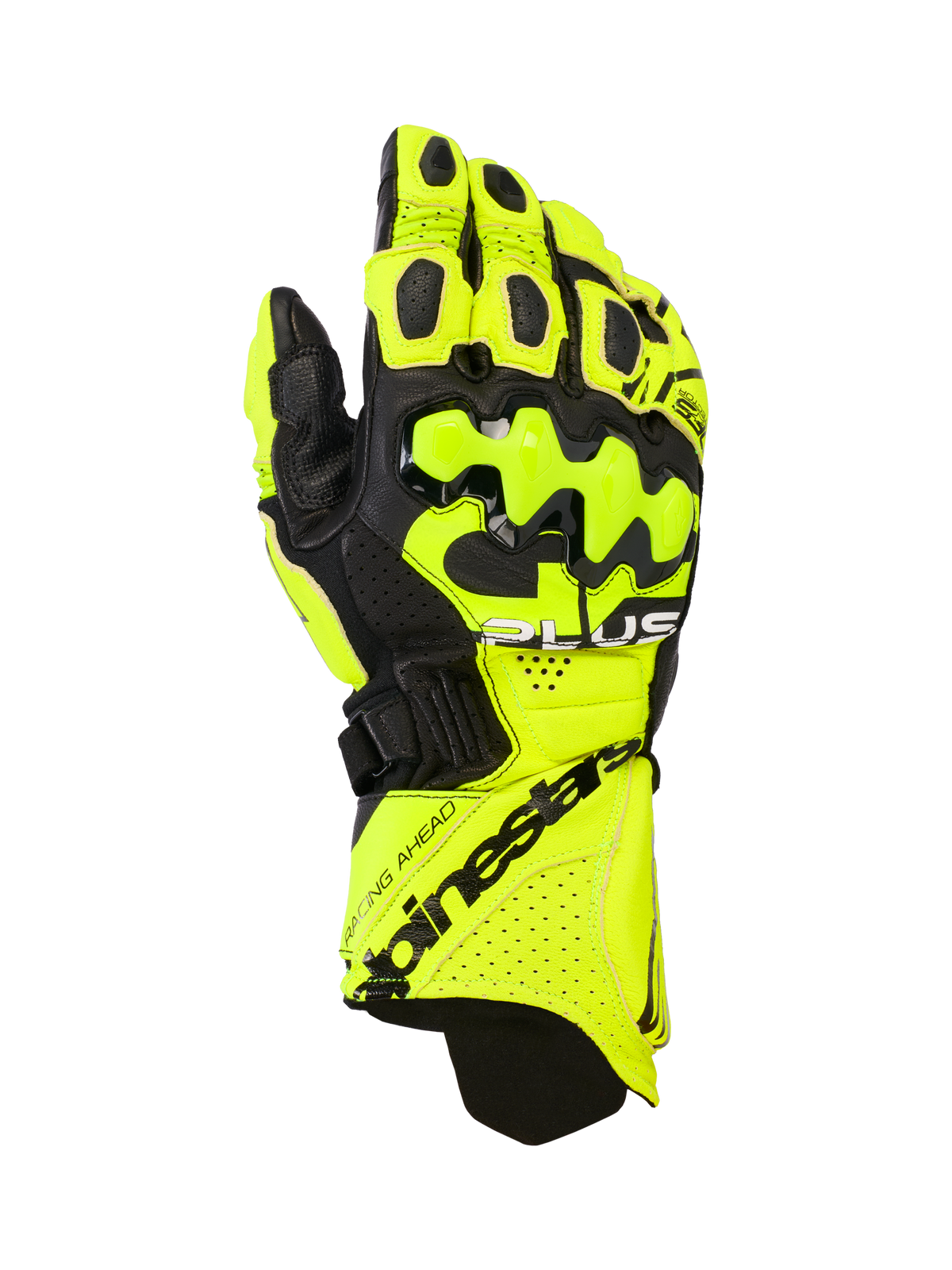 GP Plus R V3 Leather Gloves - Yellow Fluo/Black - Alpinestars motorcycle gloves, view 1