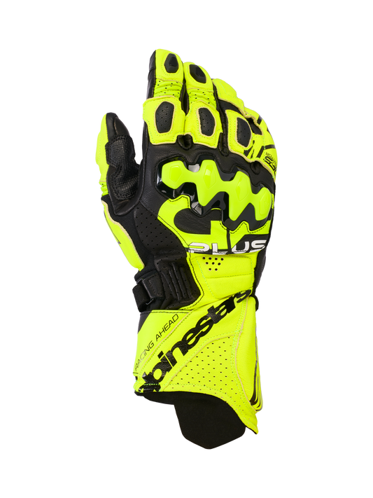 GP Plus R V3 Leather Gloves - Yellow Fluo/Black - Alpinestars motorcycle gloves, view 1