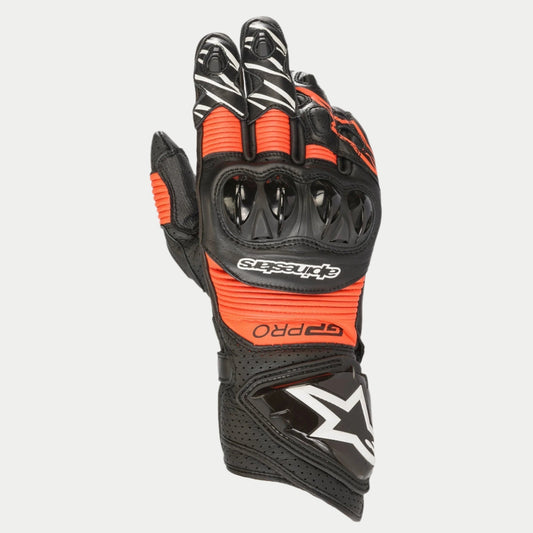 GP Pro RS3 Gloves - Black/Red Fluo - Alpinestars motorcycle gloves, view 1