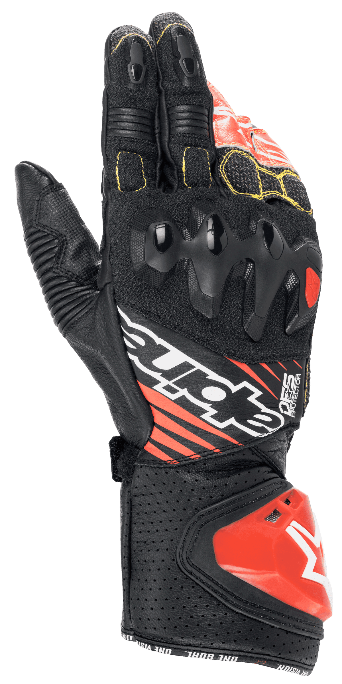 GP Tech V2 Gloves - Black/White/Red Fluo - Alpinestars motorcycle gloves, view 1