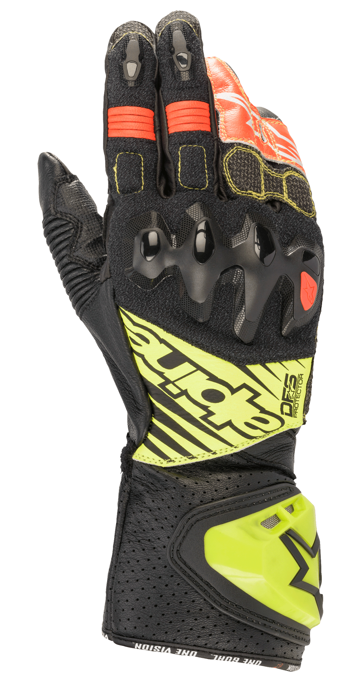 GP Tech V2 Gloves - Black/Yellow Fluo/White/Red Fluo - Alpinestars motorcycle gloves, view 1