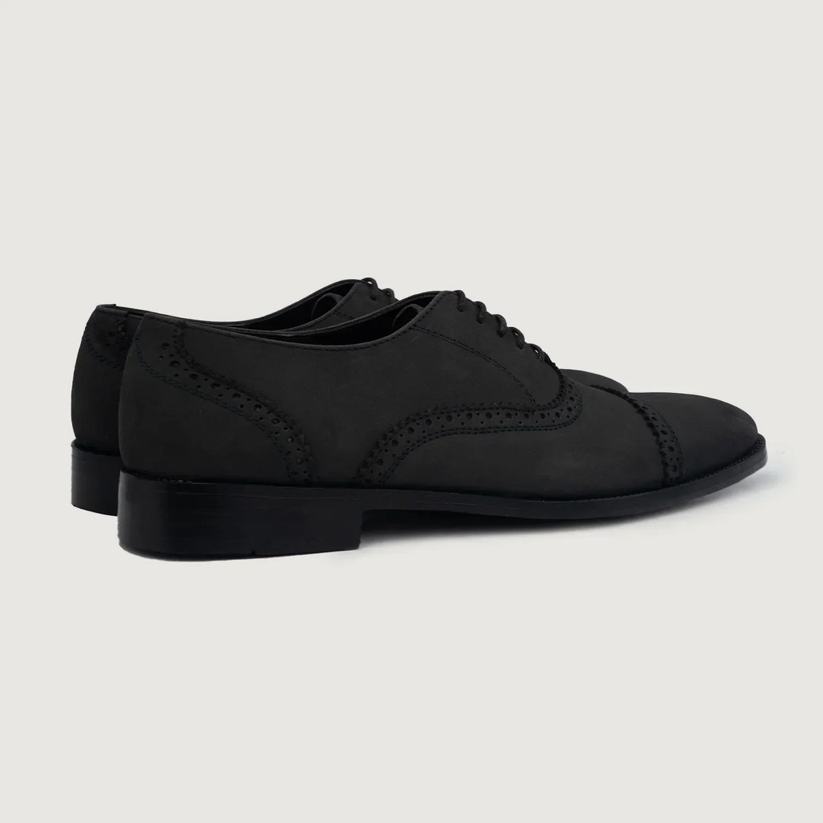 Greyson Brogues Oxford Black Nubuck Leather Shoes - men's shoes in black nubuck leather, view 4