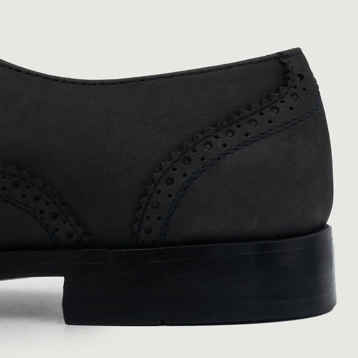 Greyson Brogues Oxford Black Nubuck Leather Shoes - men's shoes in black nubuck leather, view 5
