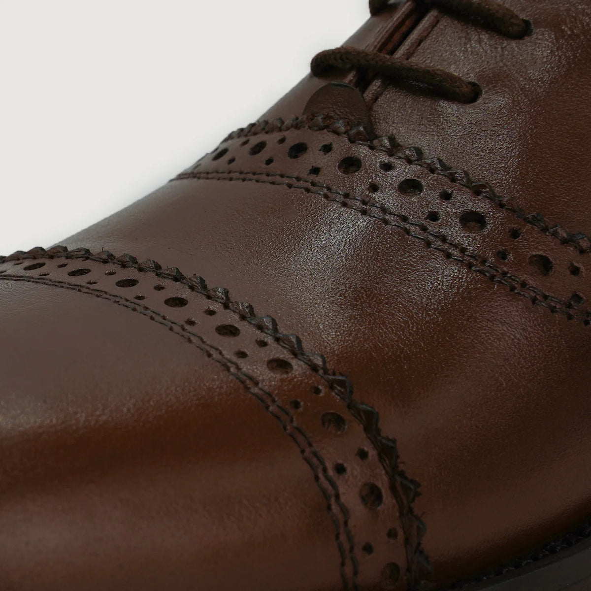 Greyson Brogues Oxford Brown Leather Shoes - men's shoes in brown cowhide leather, view 5