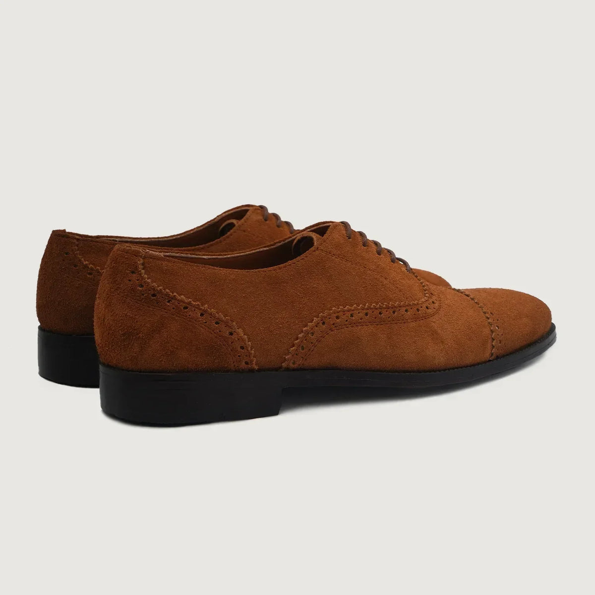 Greyson Brogues Oxford Brown Suede Leather Shoes - men's shoes in brown suede leather, view 4