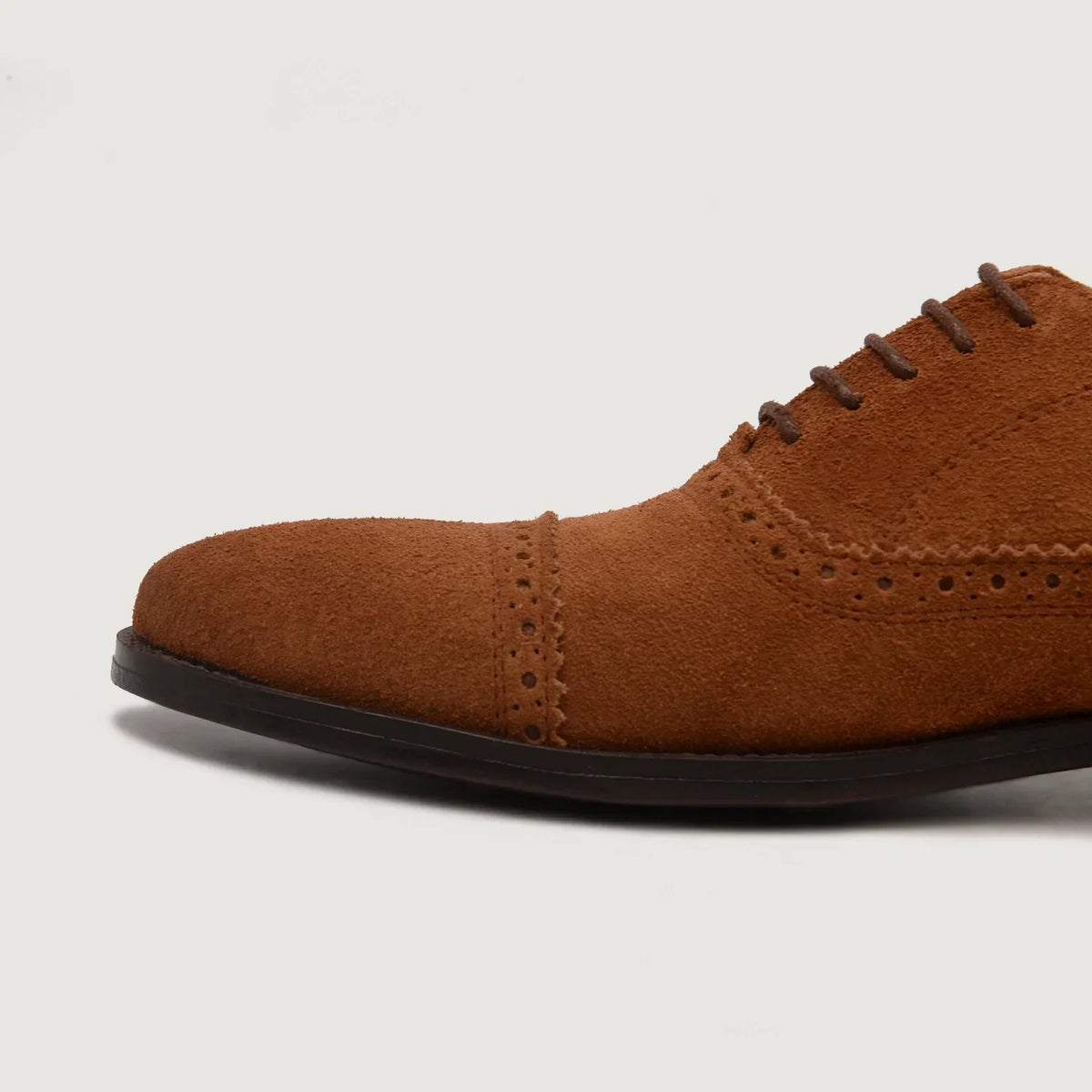 Greyson Brogues Oxford Brown Suede Leather Shoes - men's shoes in brown suede leather, view 5