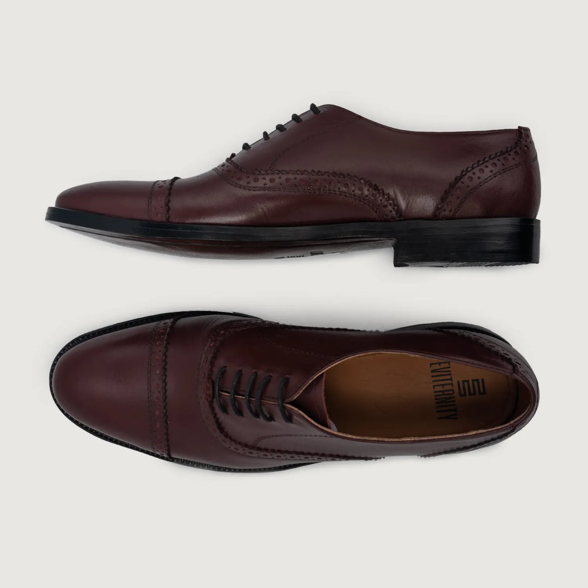Greyson Brogues Oxford Maroon Leather Shoes - men's shoes in maroon genuine leather, view 3