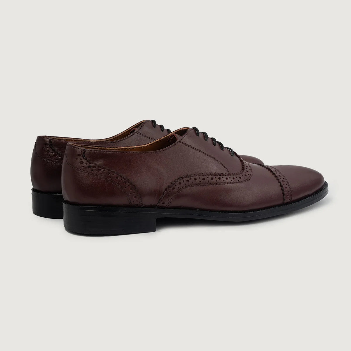 Greyson Brogues Oxford Maroon Leather Shoes - men's shoes in maroon genuine leather, view 4