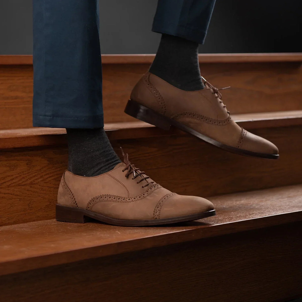 Greyson Brogues Oxford Oil Pull-up Brown Leather Shoes - men's shoes in brown pull-up leather, view 10