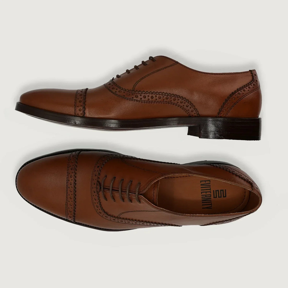 Greyson Brogues Oxford Tan Leather Shoes - men's shoes in tan genuine leather, view 3
