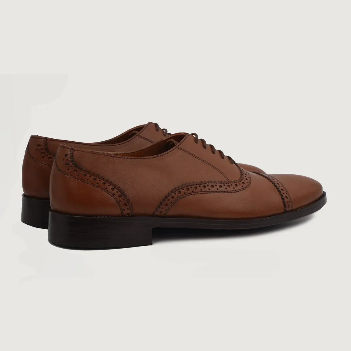 Greyson Brogues Oxford Tan Leather Shoes - men's shoes in tan genuine leather, view 4