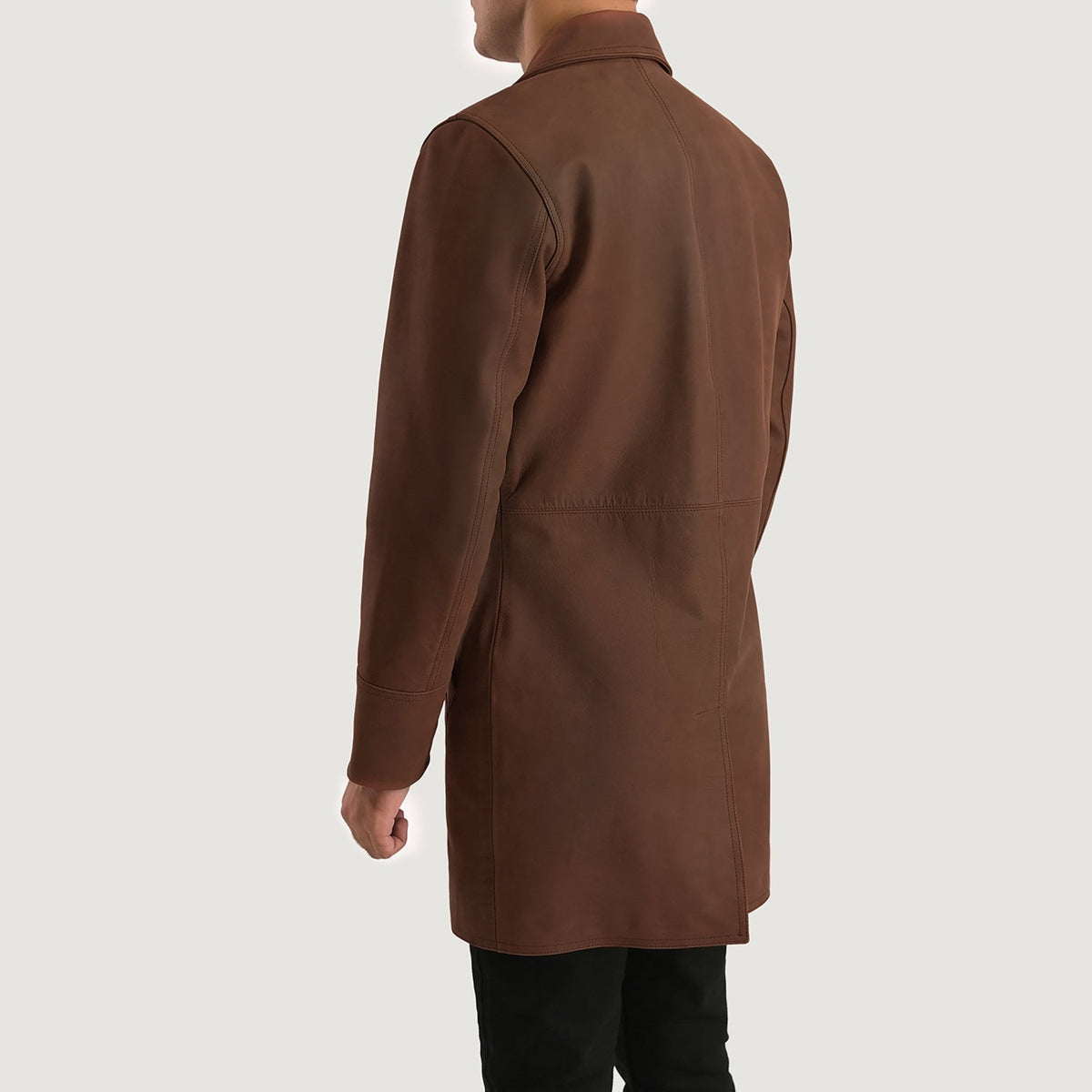 Half Life Brown Leather Coat - men's coat in brown cowhide leather, view 5