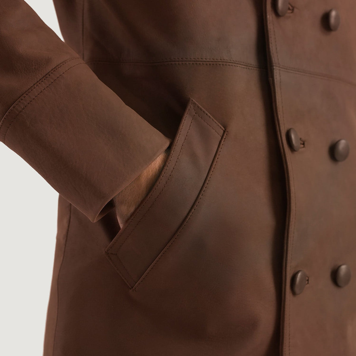 Half Life Brown Leather Coat - men's coat in brown cowhide leather, view 6