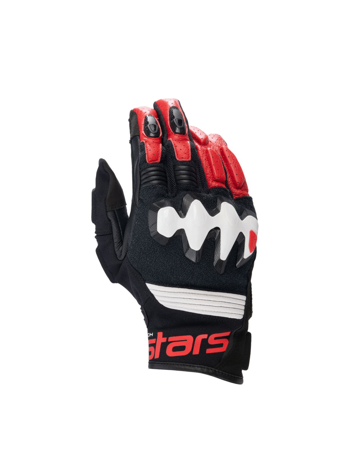 Halo Leather Gloves - Black/White/Bright Red - Alpinestars motorcycle gloves, view 1