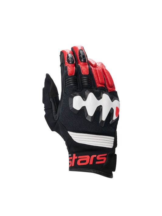 Halo Leather Gloves - Black/White/Bright Red - Alpinestars motorcycle gloves, view 1