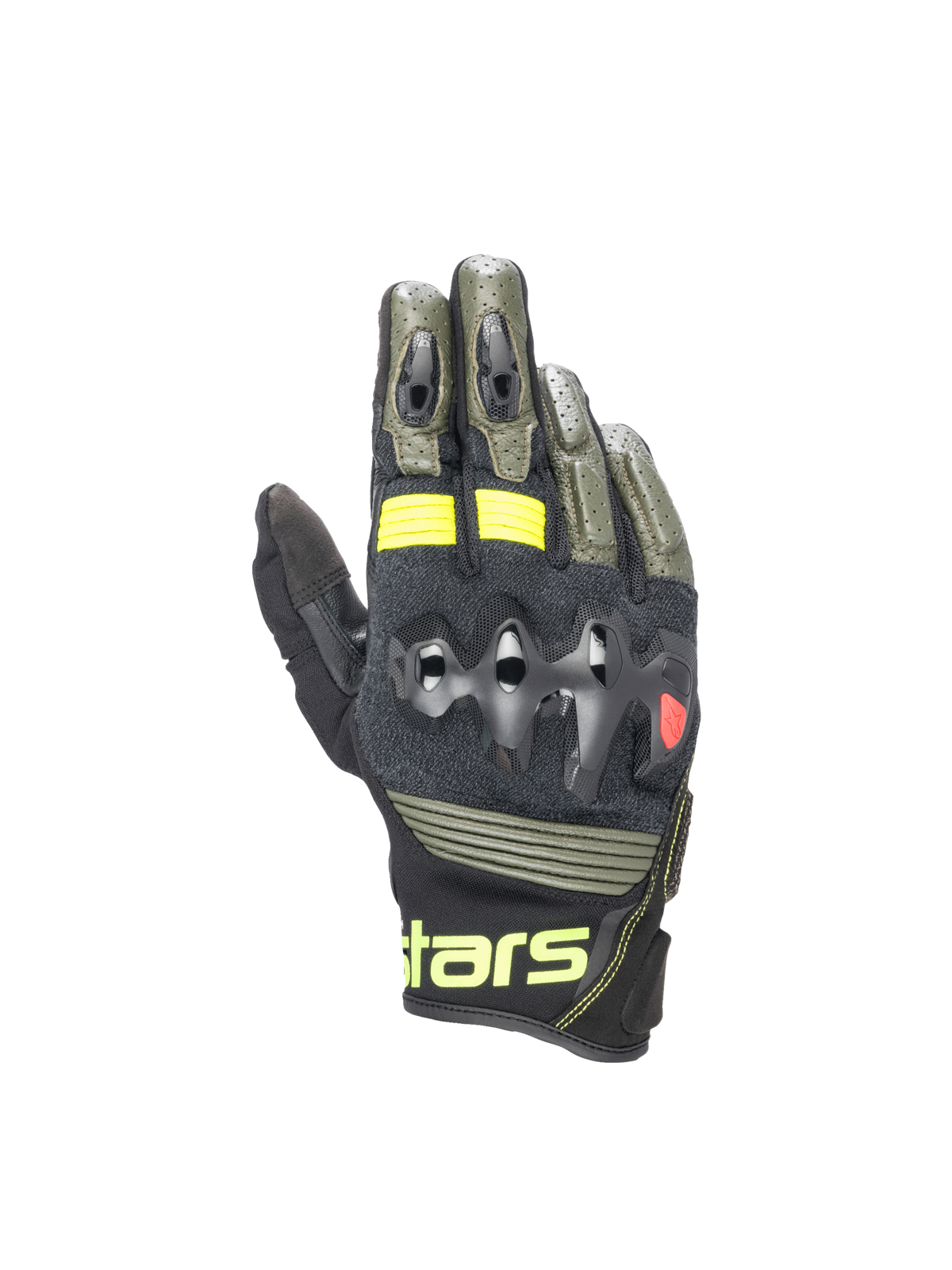 Halo Leather Gloves - Forest Black/Yellow Fluo - Alpinestars motorcycle gloves, view 1