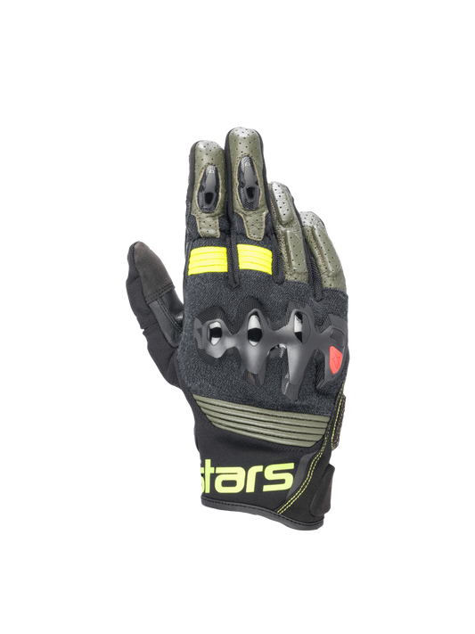 Halo Leather Gloves - Forest Black/Yellow Fluo - Alpinestars motorcycle gloves, view 1