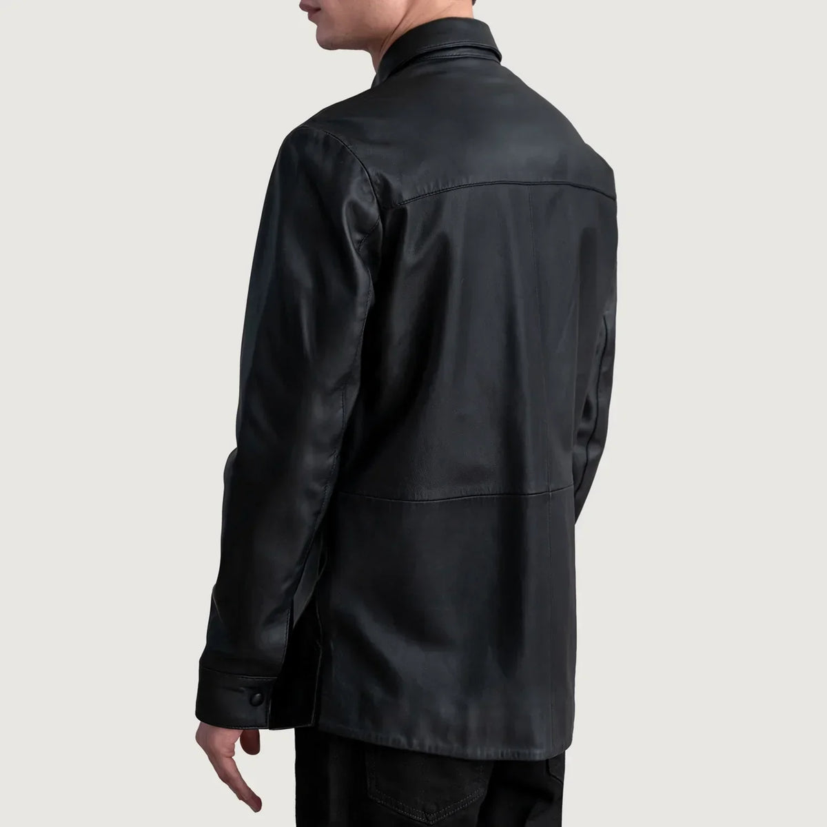 Haven Black Leather Shirt - men's shirt in black premium leather, view 6