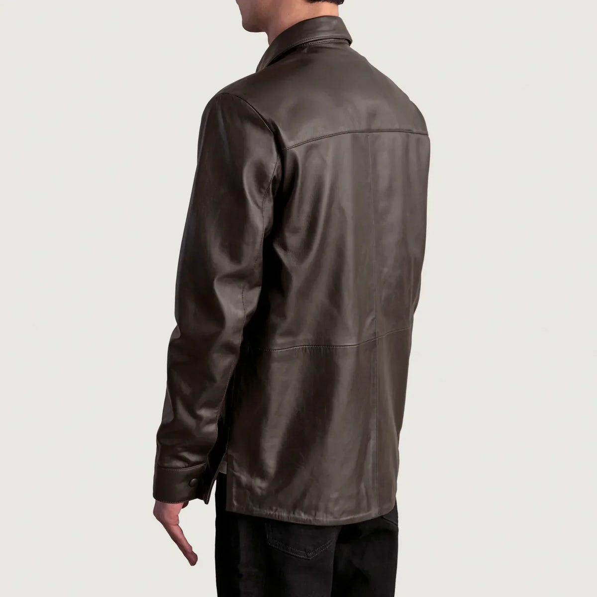 Haven Brown Leather Shirt - men's shirt in brown premium leather, view 6