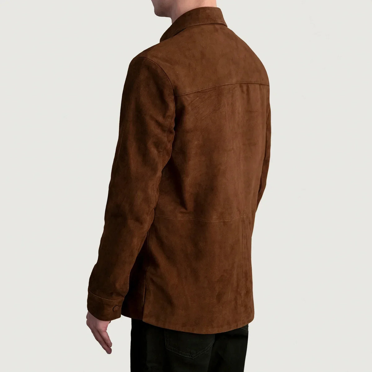 Haven Brown Suede Leather Shirt - men's shirt in brown suede leather, view 6