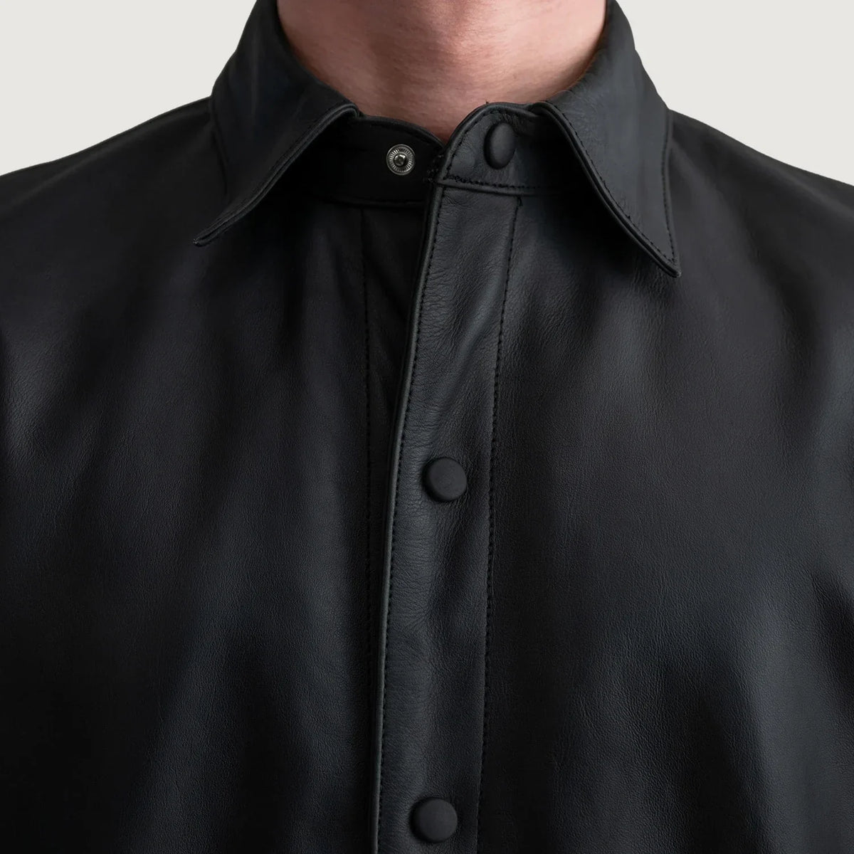 Haven Matte Black Leather Shirt - men's shirt in black premium leather, view 5