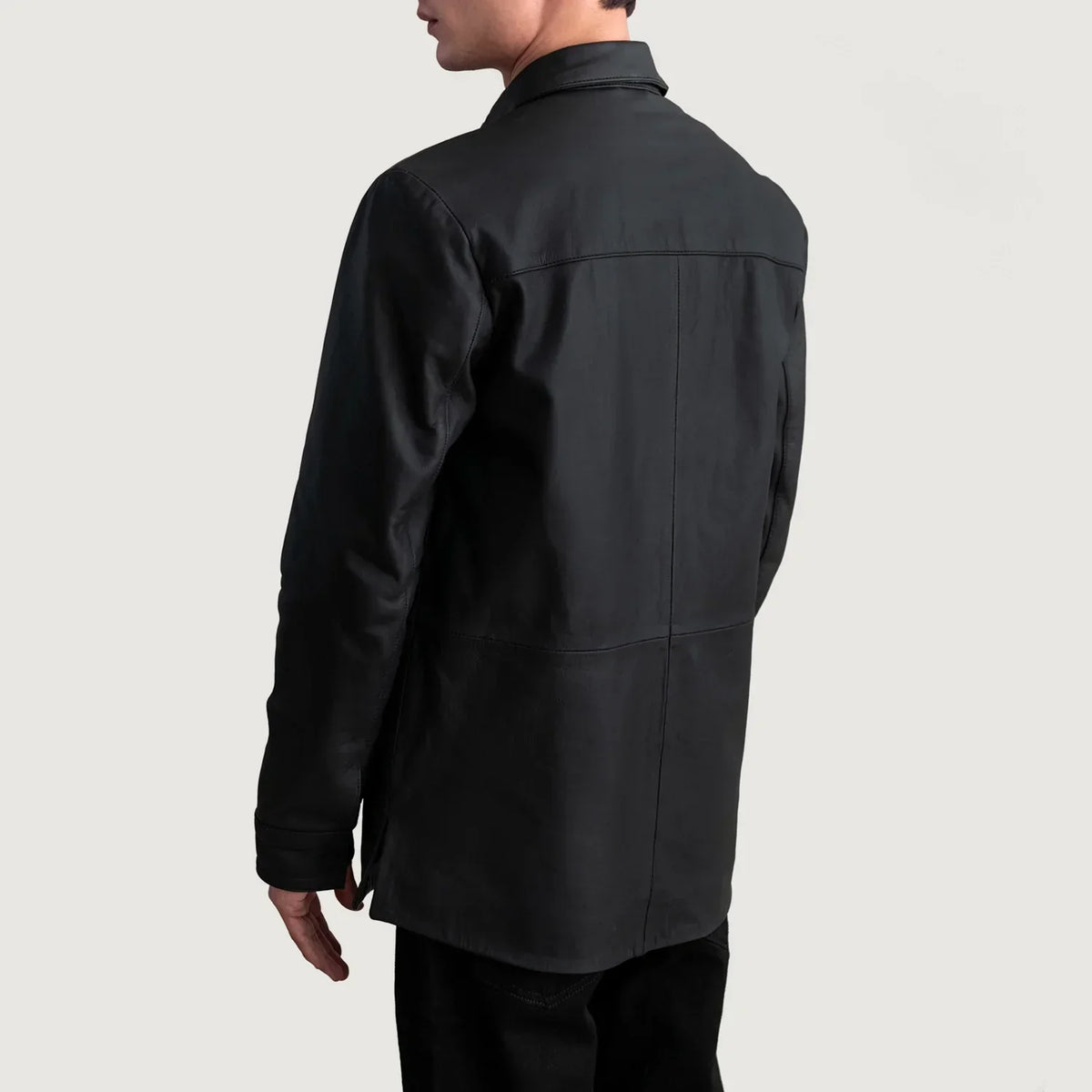 Haven Matte Black Leather Shirt - men's shirt in black premium leather, view 6