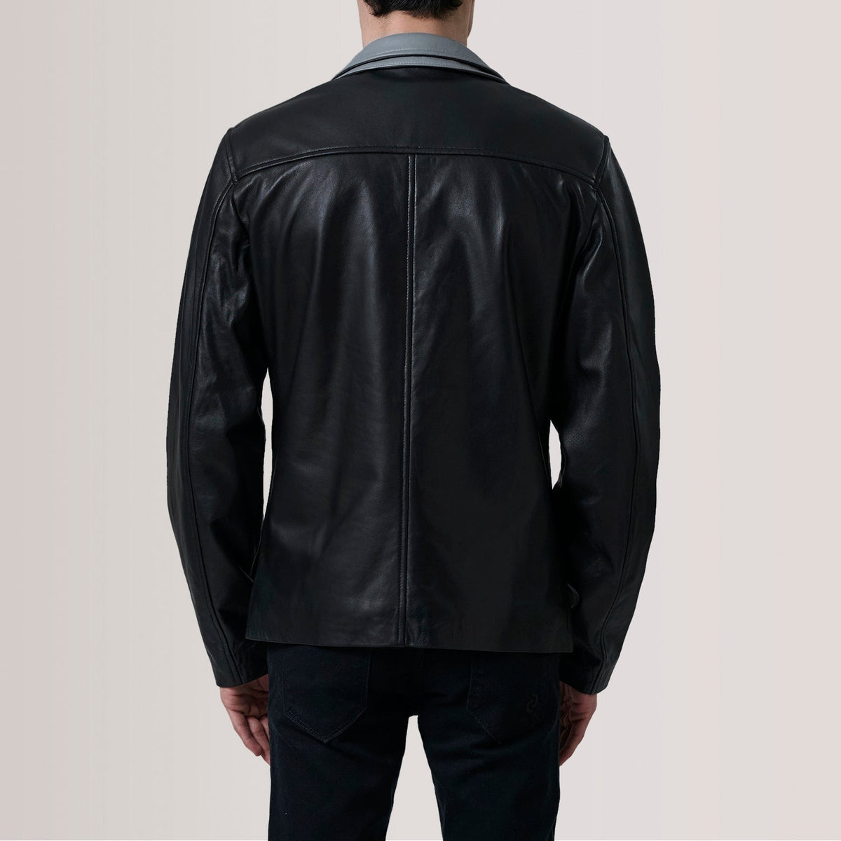 Henrik Black Leather Cafe Racer Jacket - men's jacket in black premium leather, view 4