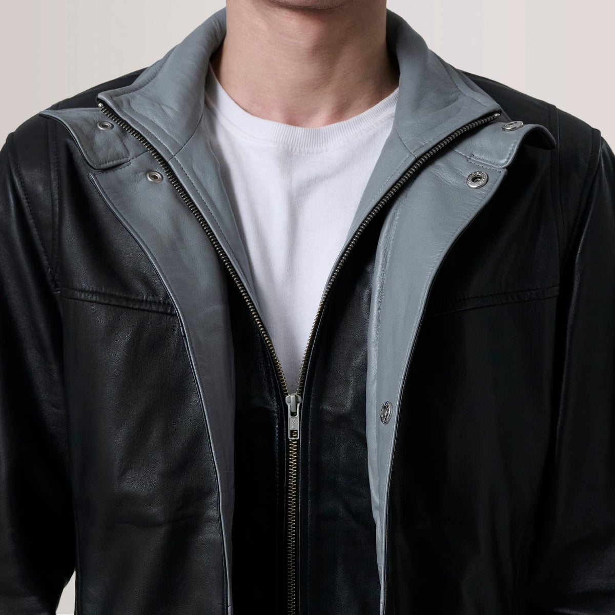 Henrik Black Leather Cafe Racer Jacket - men's jacket in black premium leather, view 6