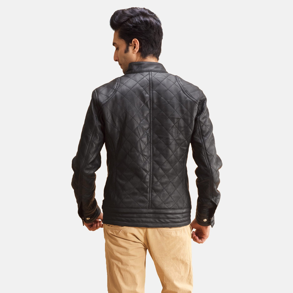Henry Quilted Black Leather Jacket - men's jacket in black premium leather, view 6