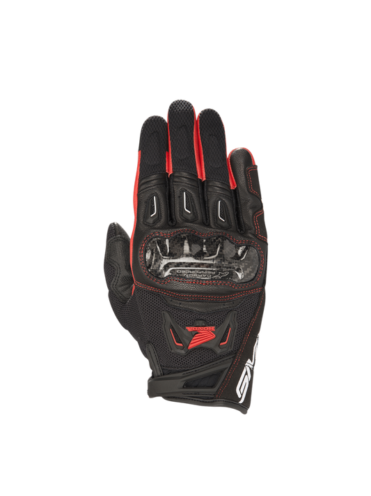 Honda SMX-2 Air Carbon V2 Gloves - Black/Red- Honda - Alpinestars motorcycle gloves, view 1