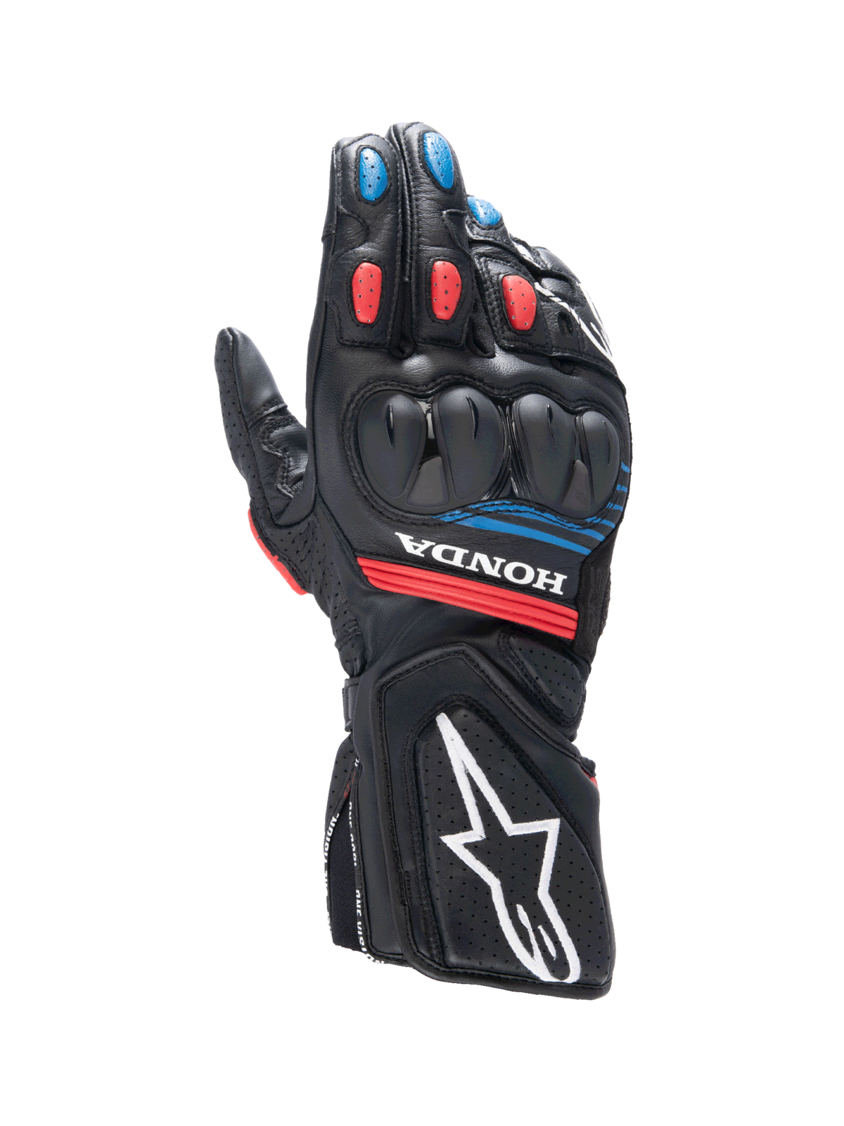 Honda SP-8 V3 Gloves - Black/Bright Red/Blue - Alpinestars motorcycle gloves, view 1