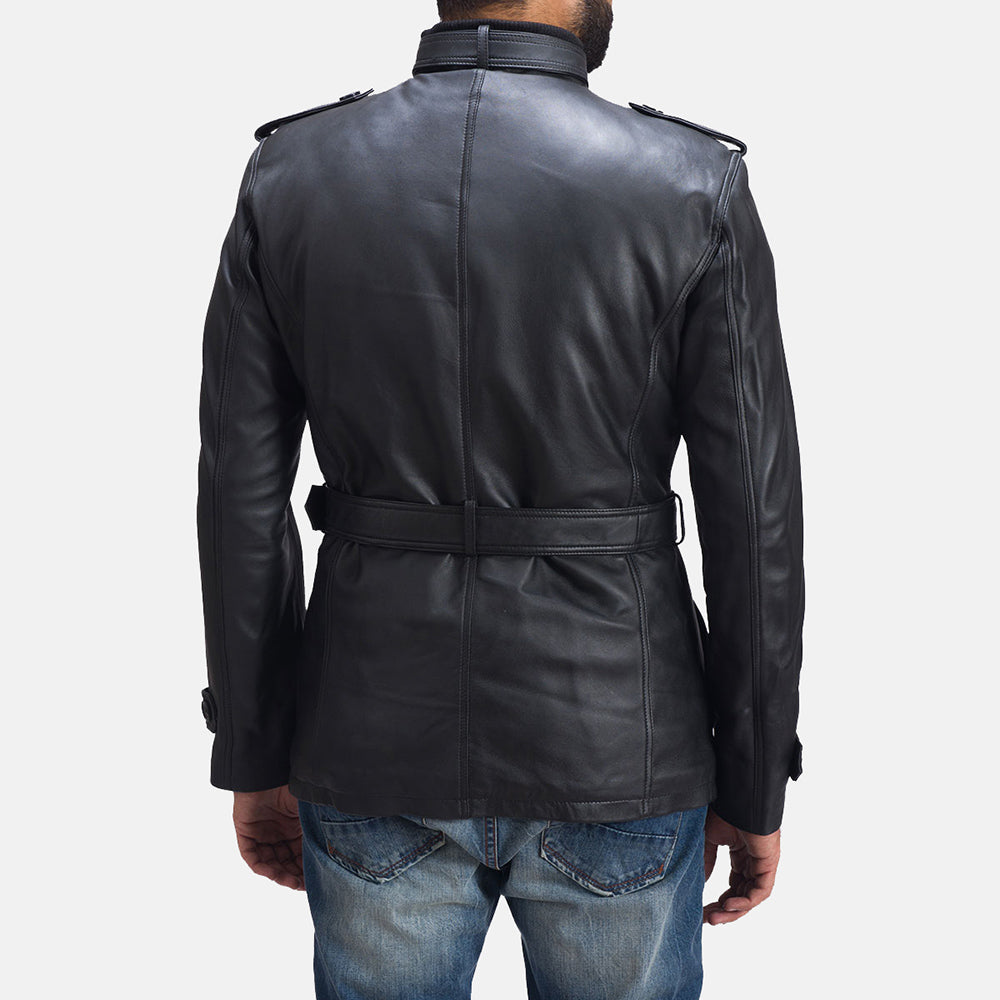 Hunter Black Leather Jacket - men's jacket in black sheepskin leather, view 4