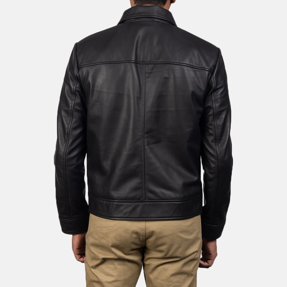 Inferno Black Leather Jacket - men's jacket in black sheepskin leather, view 5