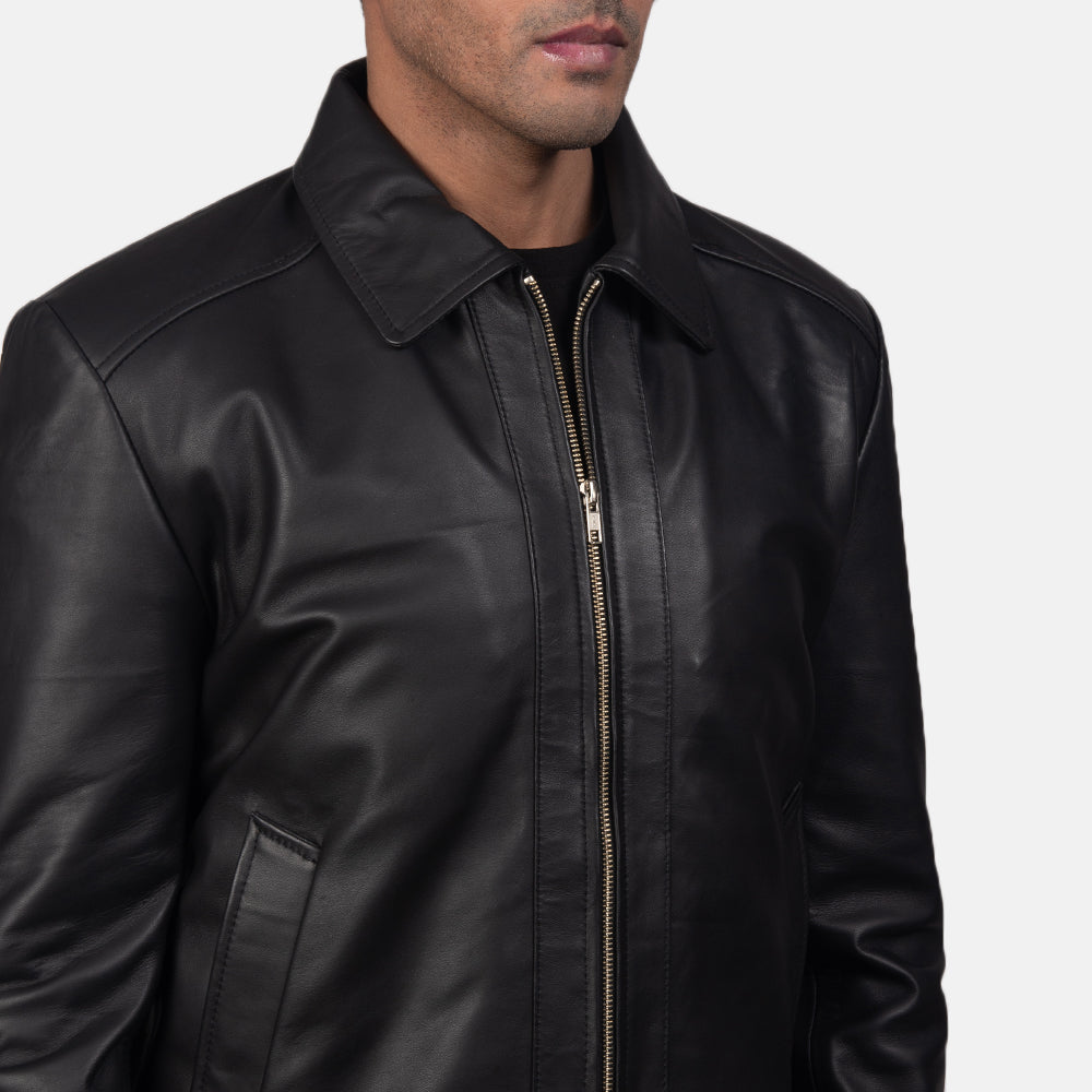 Inferno Black Leather Jacket - men's jacket in black sheepskin leather, view 6