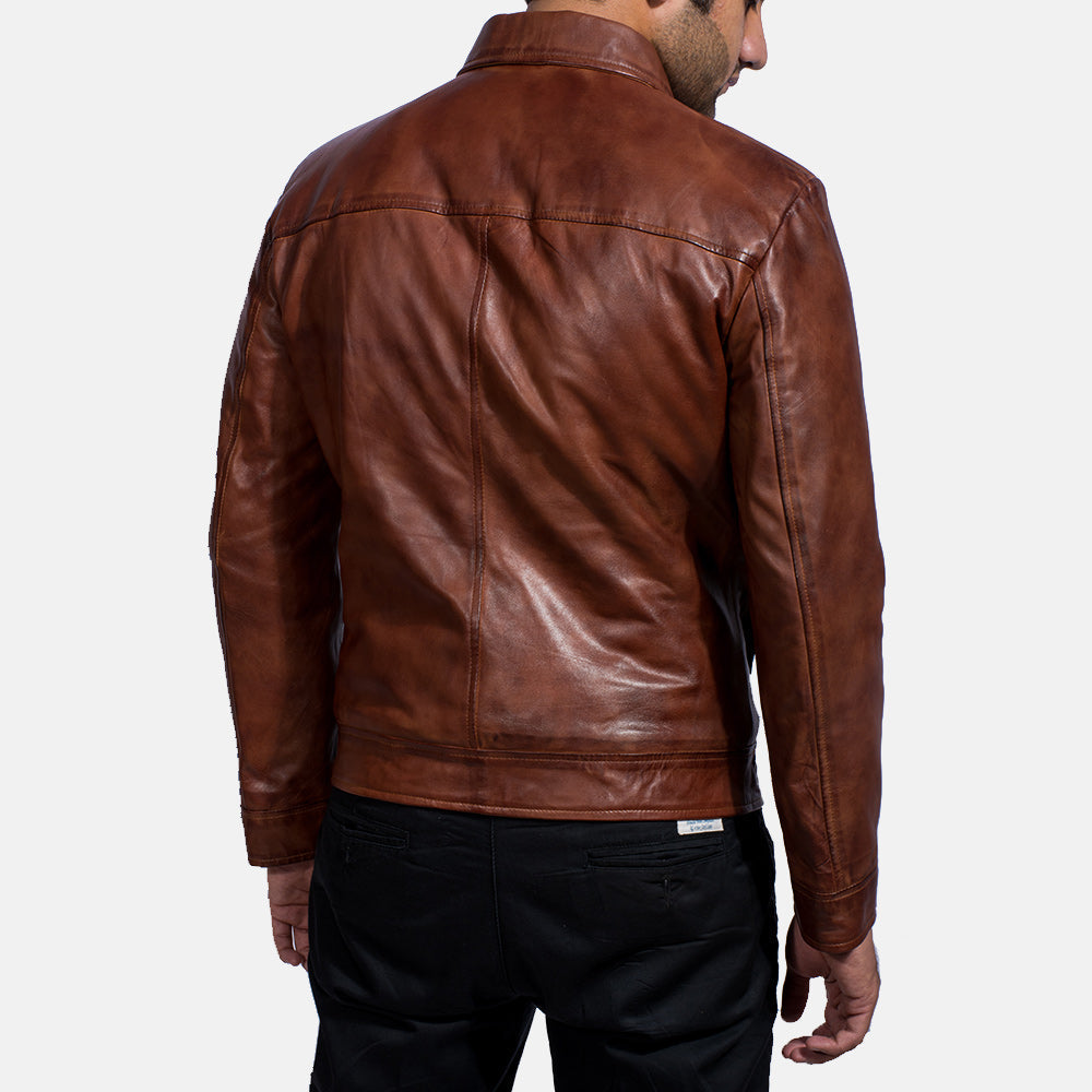 Inferno Brown Leather Jacket - men's jacket in brown sheepskin leather, view 5