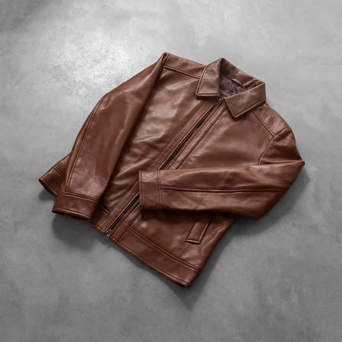 Inferno Brown Leather Jacket - men's jacket in brown sheepskin leather, view 7